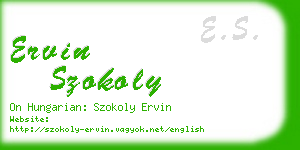 ervin szokoly business card